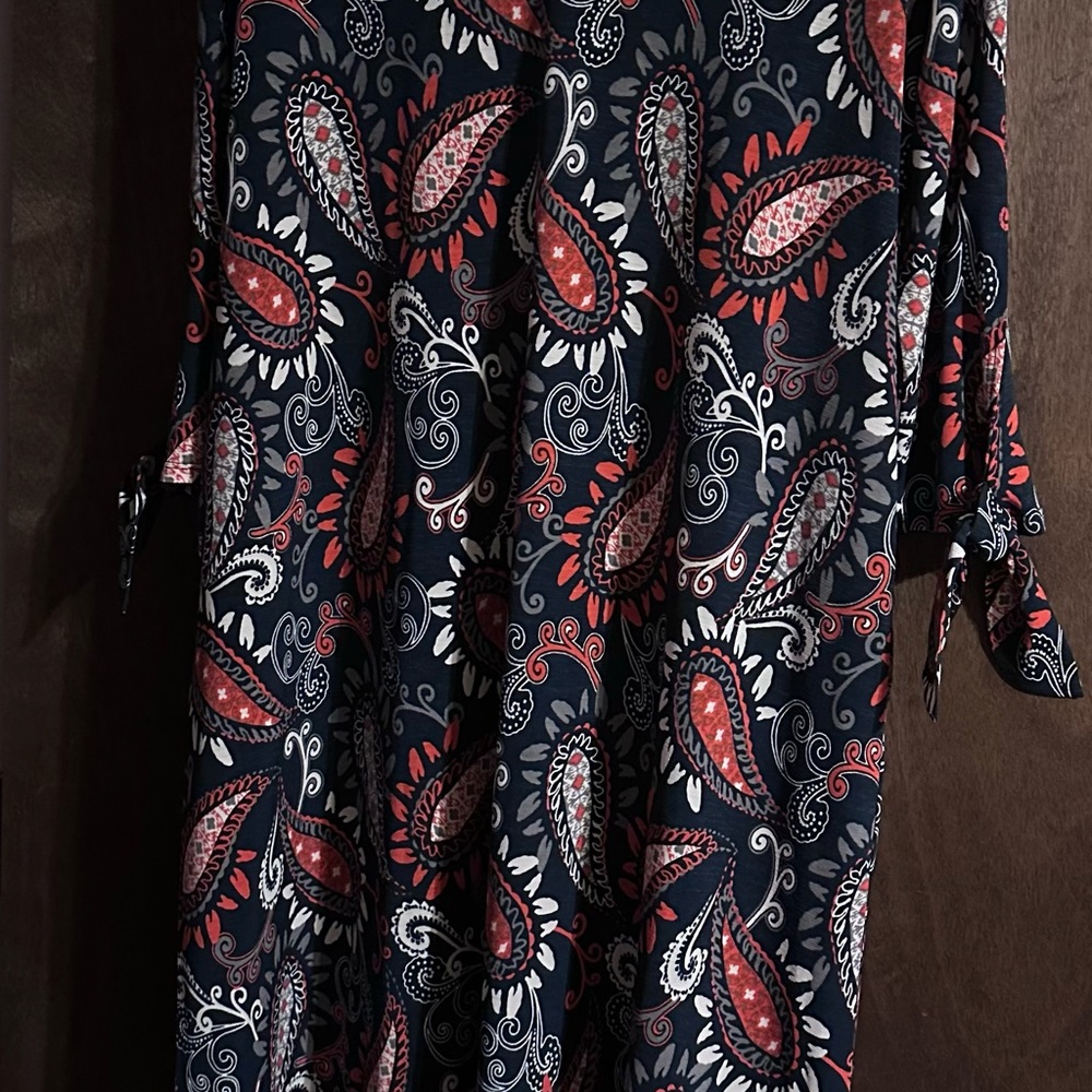 Paisley Print Dress with Tie Sleeves